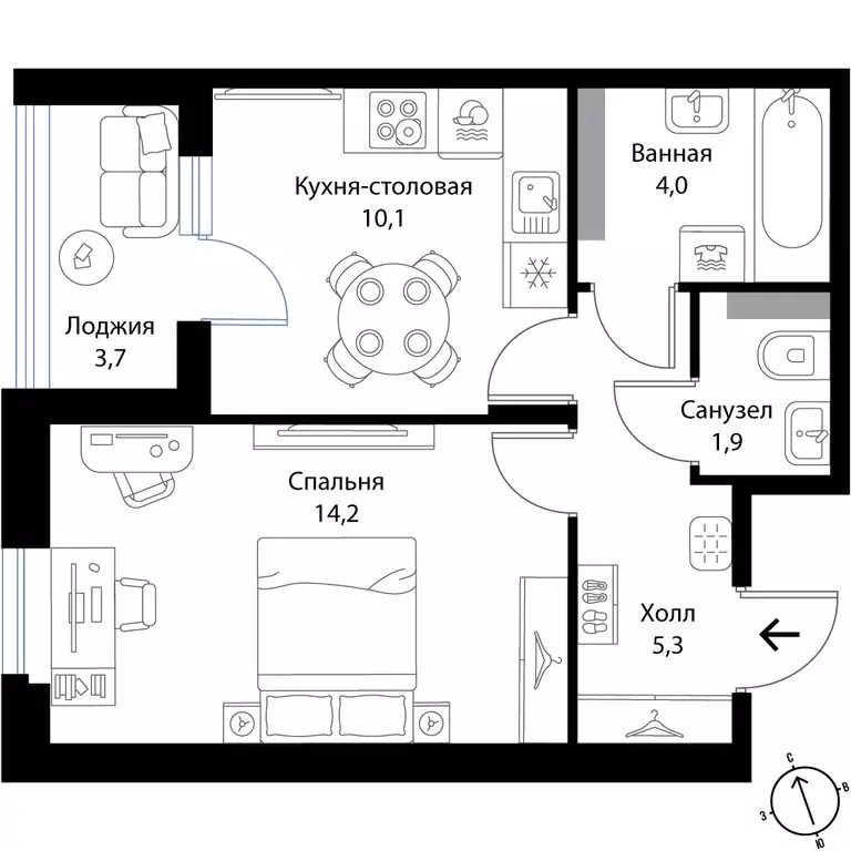 1-комнатная квартира: Ленинградская область, Ломоносовский район, ... - Фото 0