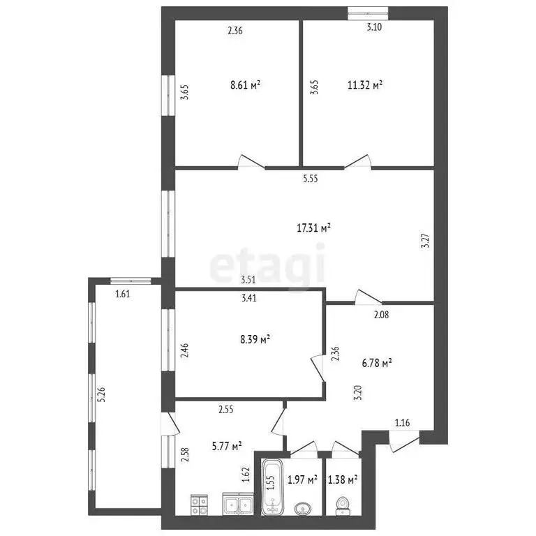 4-комнатная квартира: Ульяновск, Кузоватовская улица, 21 (61.5 м) - Фото 0