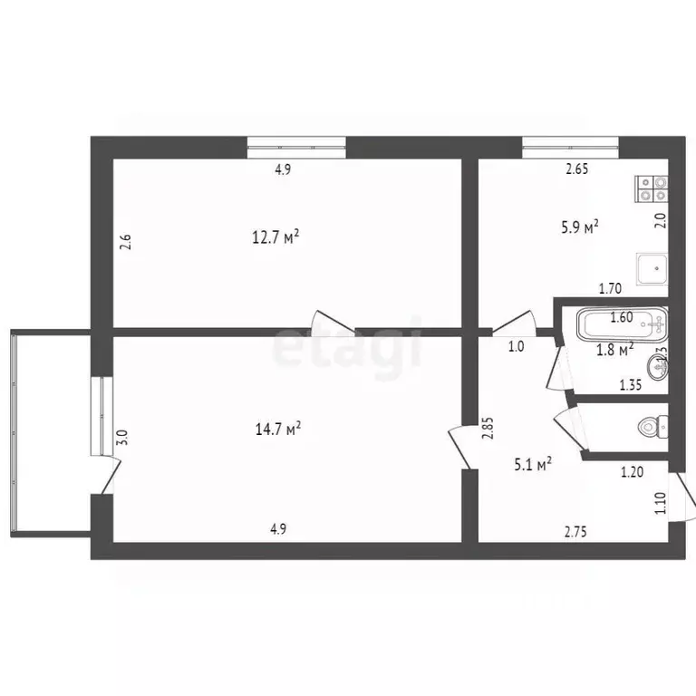 2-к кв. Тамбовская область, Мичуринск ул. Лермонтова, 16 (41.0 м) - Фото 0