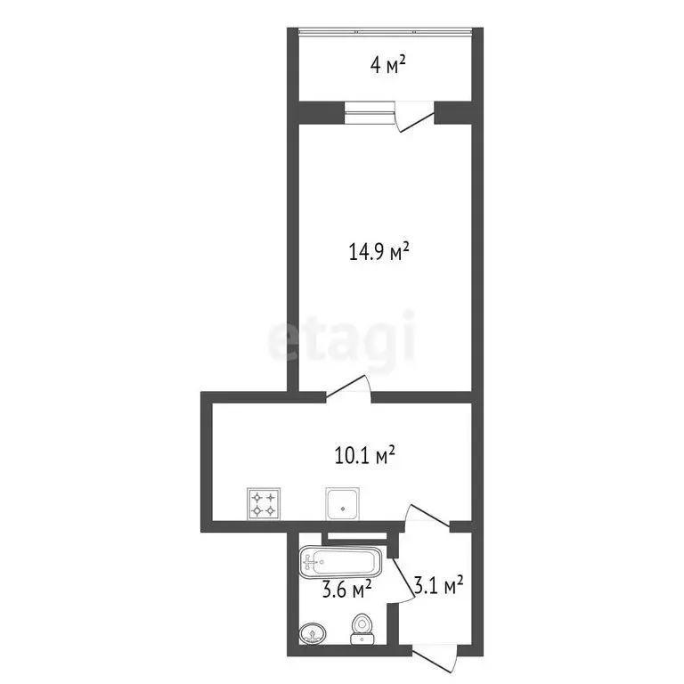 Квартира-студия: Красноярск, Соколовская улица, 64 (32.9 м) - Фото 1