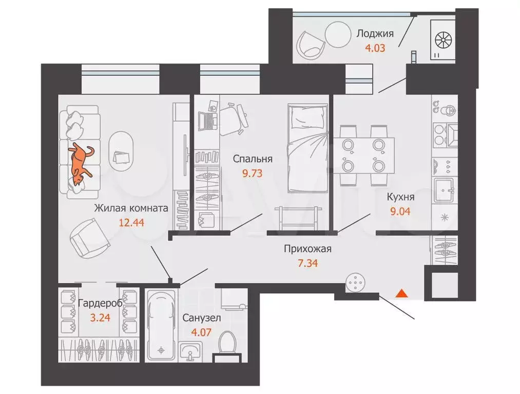 2-к. квартира, 48 м, 2/9 эт. - Фото 0