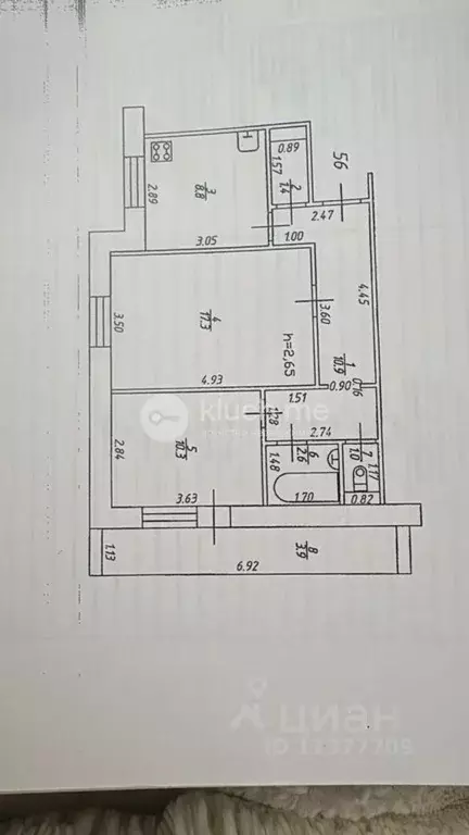 2-к кв. Татарстан, Казань ул. Серова, 6к1 (56.0 м) - Фото 2