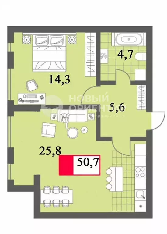 1-комнатная квартира: Екатеринбург, улица Евгения Савкова, 31 (46.3 м) - Фото 1
