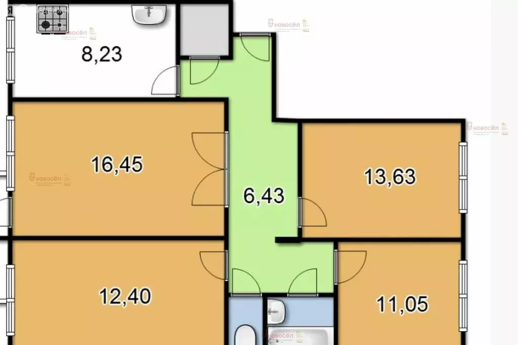 1к в -комнатной квартире (10 м) - Фото 1