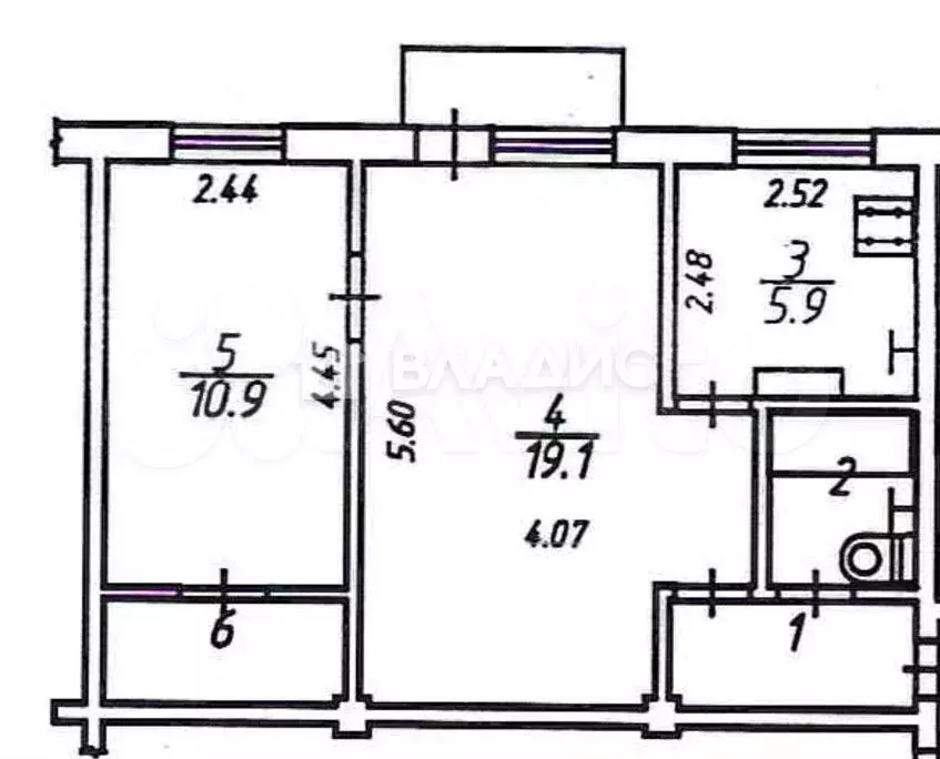 2-к. квартира, 45 м, 5/5 эт. - Фото 0