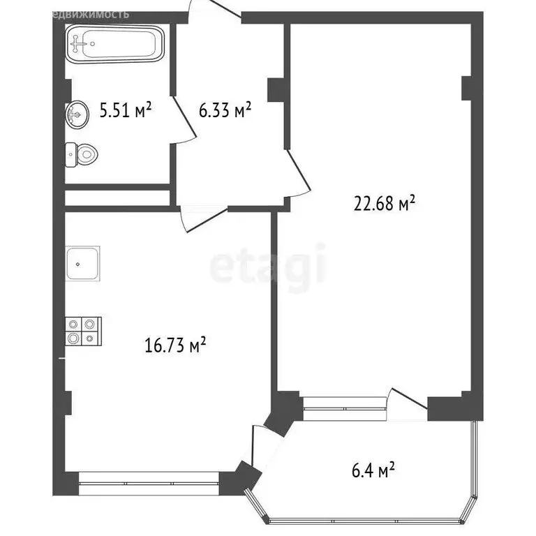 1-комнатная квартира: Анапа, Таманская улица, 24 (57.8 м) - Фото 1