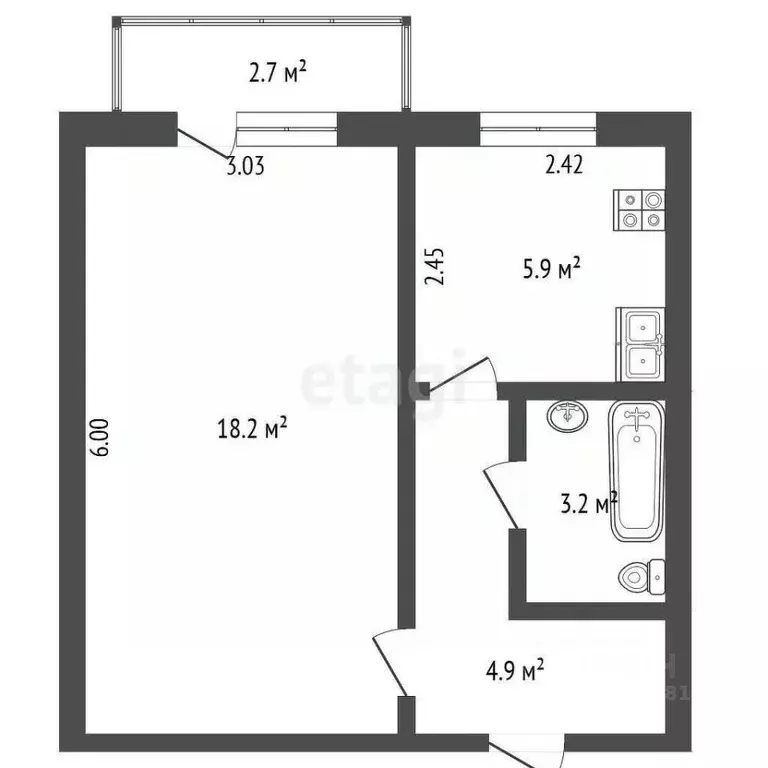 1-к кв. Ростовская область, Ростов-на-Дону Халтуринский пер., 150/68 ... - Фото 2