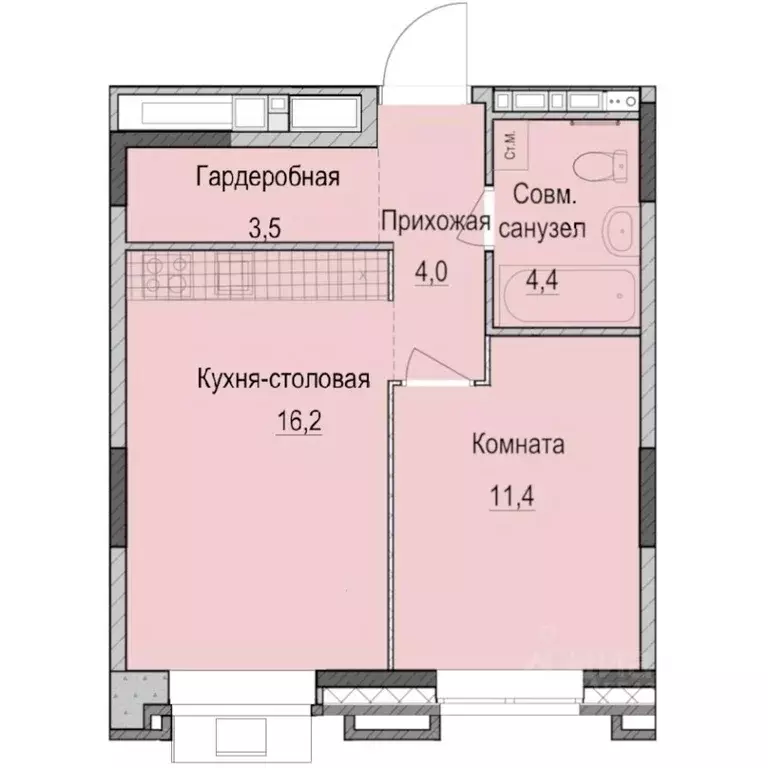 1-к кв. Татарстан, Казань Ферма-2 жилмассив,  (39.5 м) - Фото 0