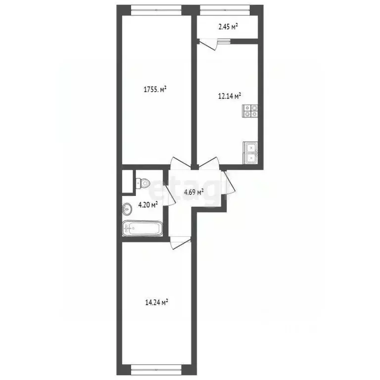 2-к кв. Московская область, Люберцы ул. Юности, 7 (53.6 м) - Фото 1