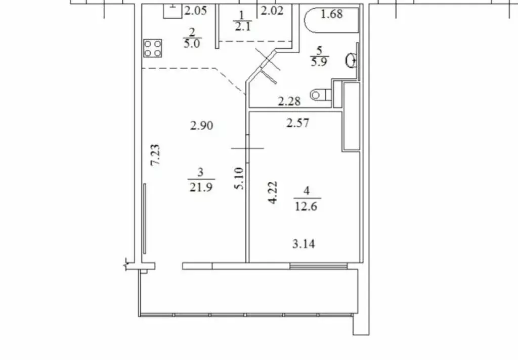 1-комнатная квартира: Санкт-Петербург, Богатырский проспект, 2А (47.5 ... - Фото 1
