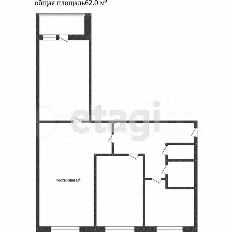 3-к. квартира, 61 м, 3/9 эт. - Фото 0