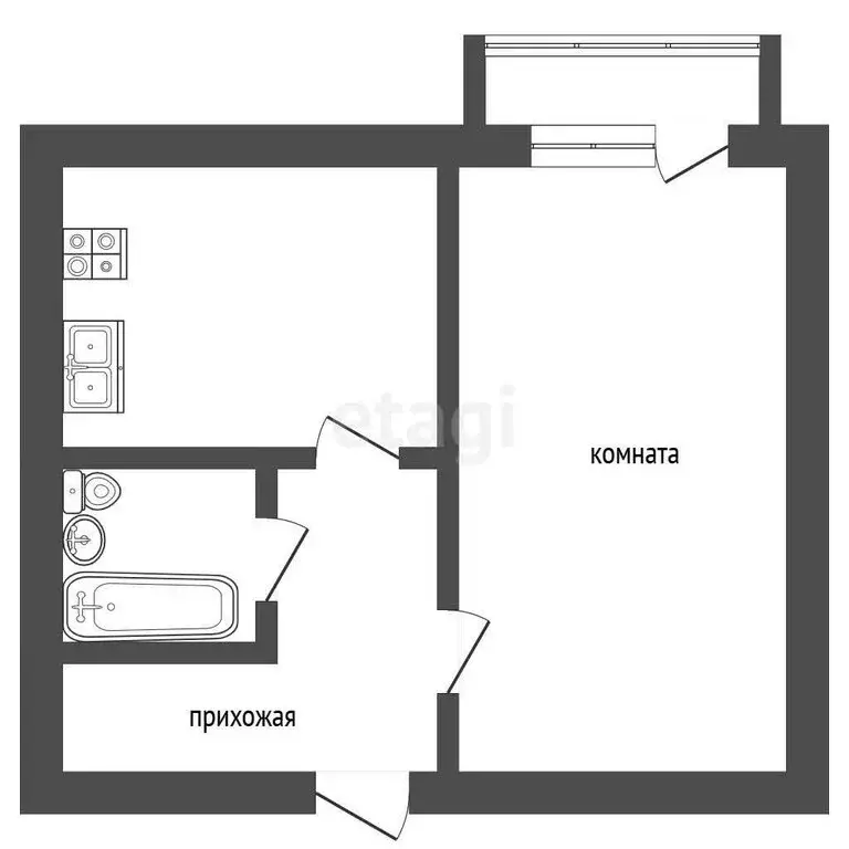 1-комнатная квартира: Ялуторовск, Тюменская улица, 185А (28.7 м) - Фото 1