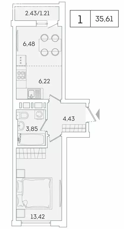 1-комнатная квартира: Мурино, Екатерининская улица, 11 (34.4 м) - Фото 0