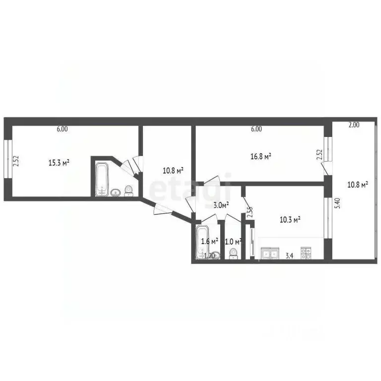 3-к кв. Смоленская область, Смоленск Южный мкр, 37 (66.0 м) - Фото 2