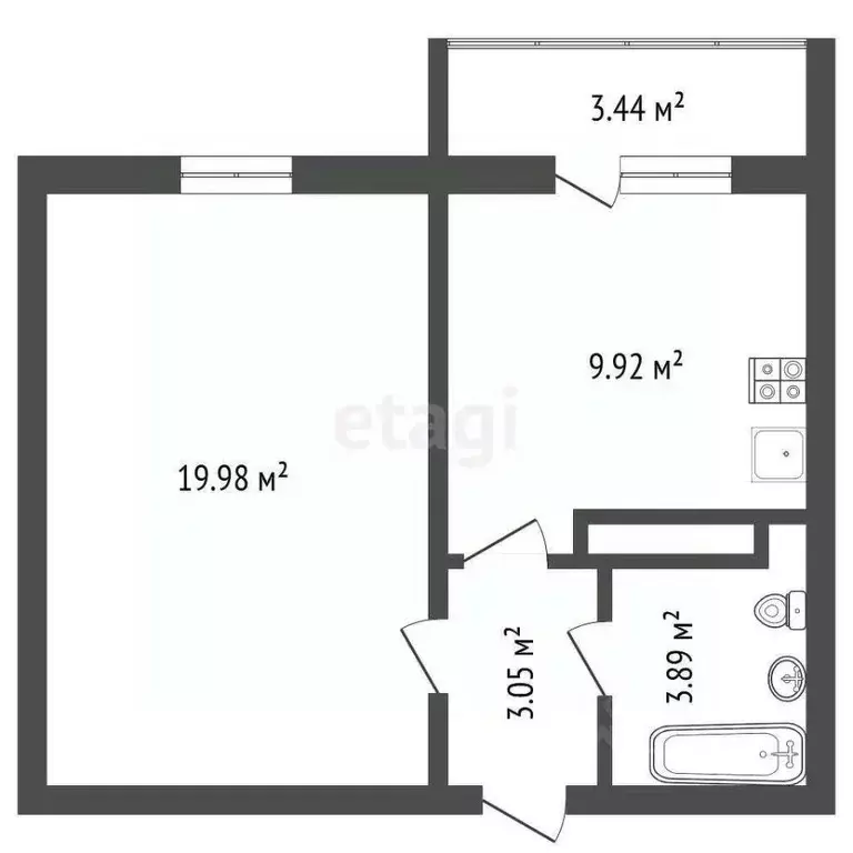1-к кв. Воронежская область, Воронеж ул. Карла Маркса, 116а (38.56 м) - Фото 2
