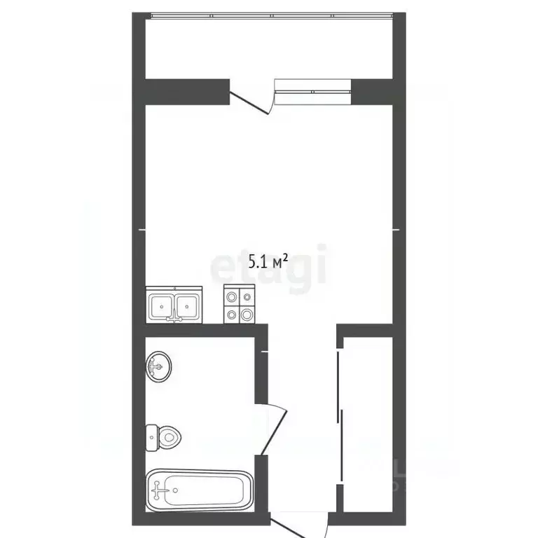 Студия Ханты-Мансийский АО, Сургут Университетская ул., 31 (28.0 м) - Фото 2