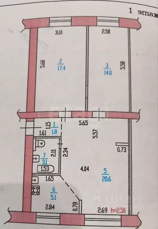 3-к кв. Алтайский край, Барнаул просп. Строителей, 38А (62.0 м) - Фото 2