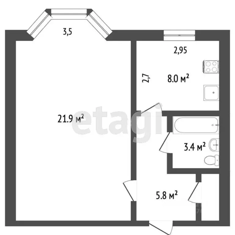 1-к кв. Ямало-Ненецкий АО, Новый Уренгой Юбилейный мкр, 5/3 (38.4 м) - Фото 1