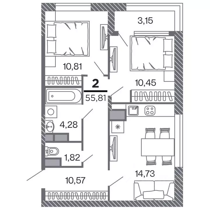 2-к кв. Рязанская область, Рязань Петра и Февронии жилой комплекс ... - Фото 1
