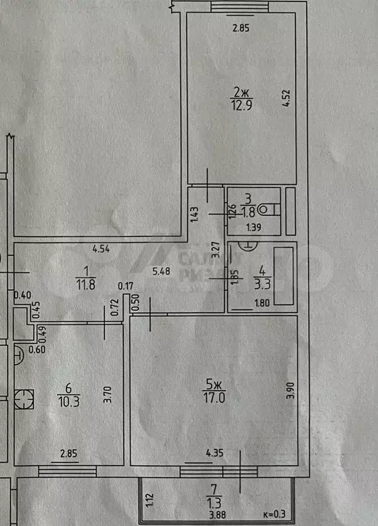 2-к. квартира, 58 м, 1/9 эт. - Фото 0