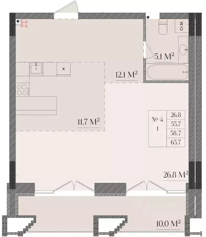 1-к кв. Нижегородская область, Нижний Новгород ул. Семашко, 17А/1 ... - Фото 1