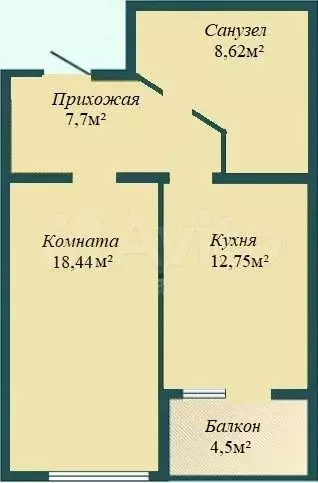 1-к. квартира, 50,9 м, 8/16 эт. - Фото 0