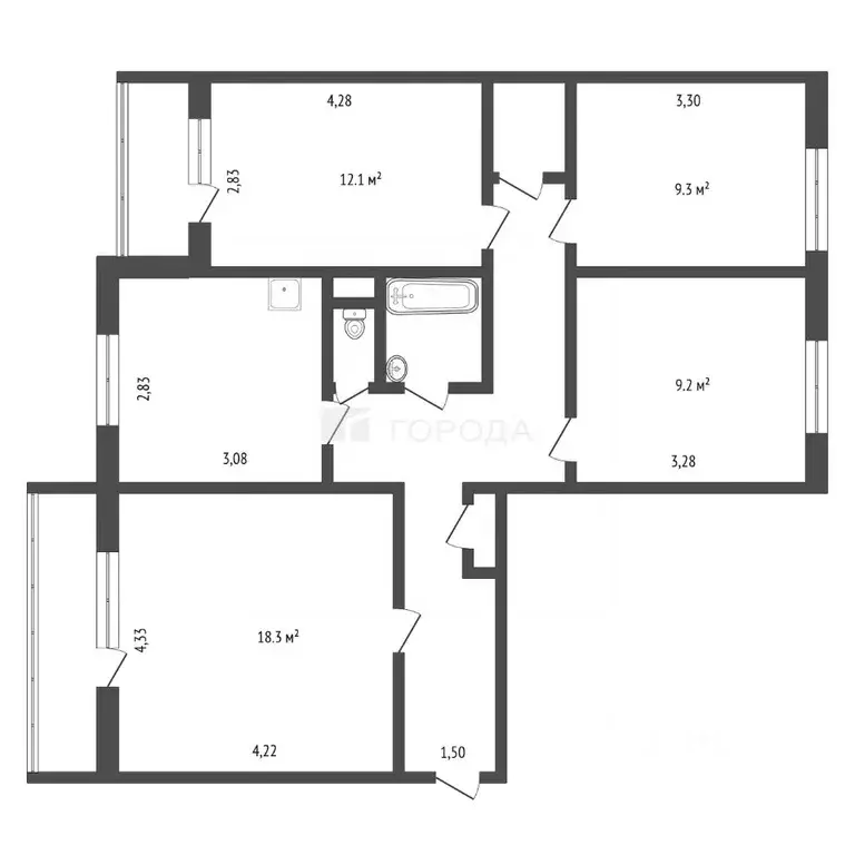 4-к кв. Кемеровская область, Новокузнецк просп. Строителей, 100А (77.0 ... - Фото 2