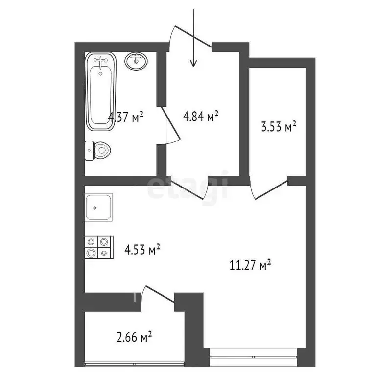 Квартира-студия: Екатеринбург, улица Академика Ландау, 32 (29.64 м) - Фото 0