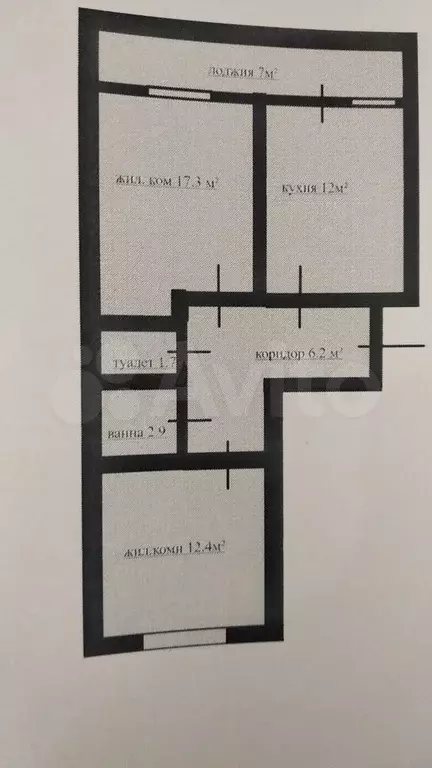 2-к. квартира, 59 м, 5/9 эт. - Фото 0