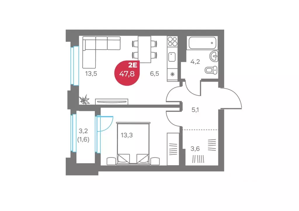 2-к кв. Пермский край, Пермь Советская ул., 16 (47.8 м) - Фото 1