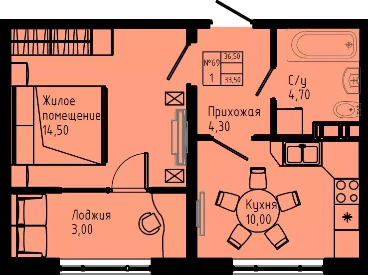 1-комнатная квартира: Коммунар, Железнодорожная улица, 41к3 (36.5 м) - Фото 1