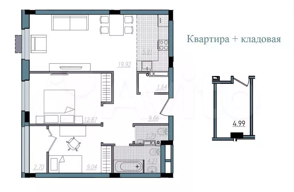 3-к. квартира, 67,7 м, 2/14 эт. - Фото 1