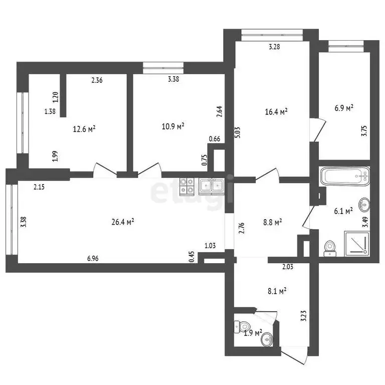 4-комнатная квартира: Кемерово, Советский проспект, 70А (98.2 м) - Фото 1