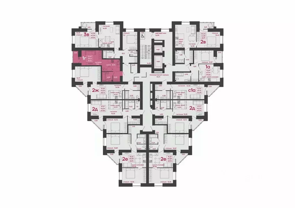 1-к кв. Пензенская область, Пенза ул. Измайлова, 41В (31.52 м) - Фото 1