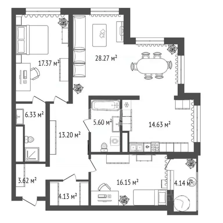 3-к кв. Тюменская область, Тюмень ул. Евгения Войнова, 7 (114.05 м) - Фото 0