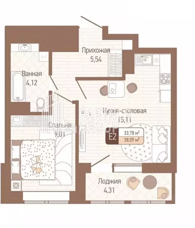 1-к кв. Тульская область, Тула проезд 2-й Клинской, 10 (38.09 м) - Фото 2