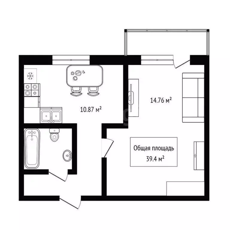 1-комнатная квартира: Бердск, Черемушная улица, 4 (39.4 м) - Фото 1