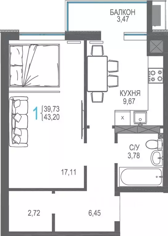 1-к кв. Крым, Симферопольский район, Гвардейское пгт, Республика жилой ... - Фото 1