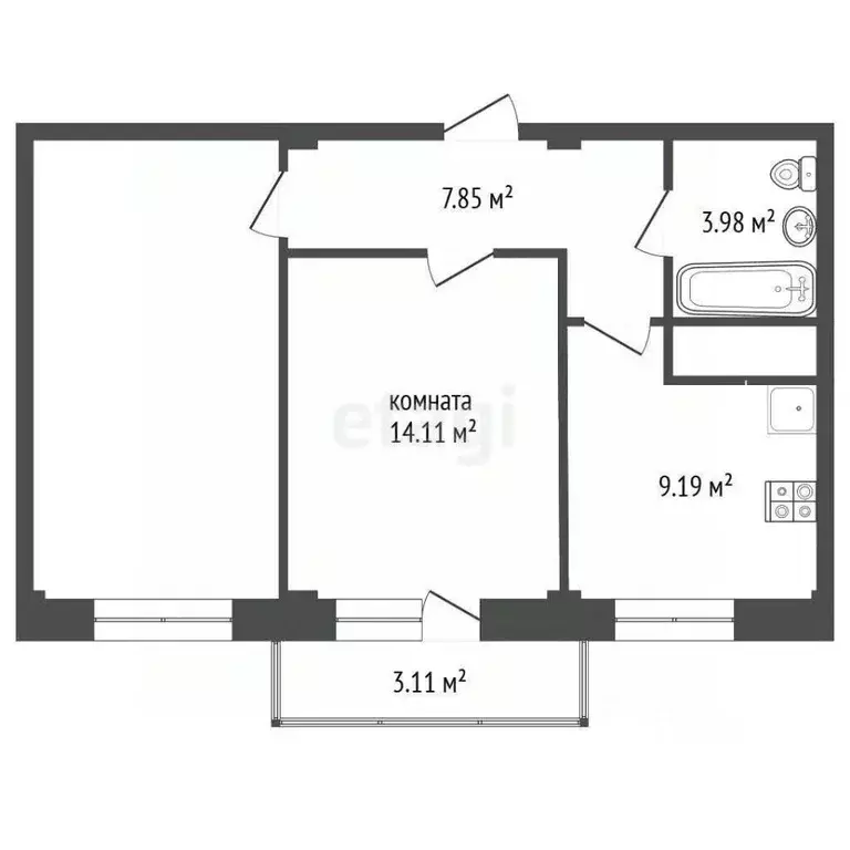 2-к кв. Архангельская область, Архангельск ул. Володарского, 81 (51.6 ... - Фото 2