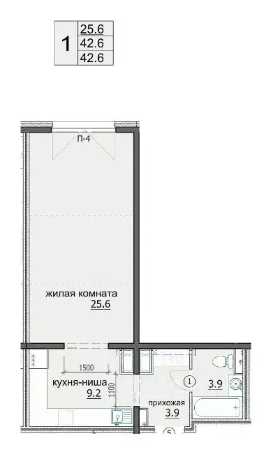 Студия Пензенская область, Пенза ул. Яшиной, 6 (42.6 м) - Фото 1