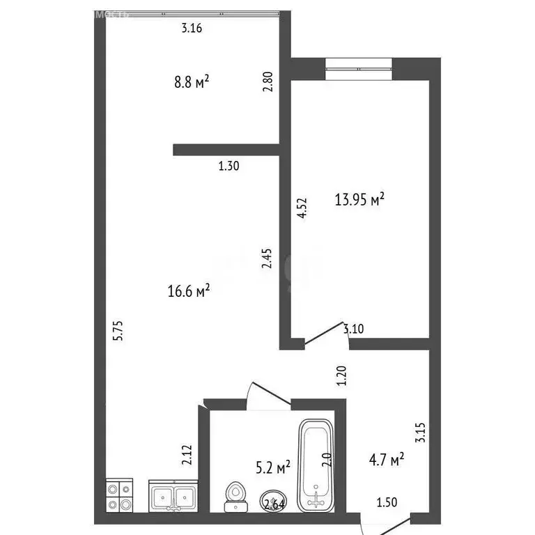2-комнатная квартира: Кемерово, улица Мичурина, 58к3 (52 м) - Фото 1