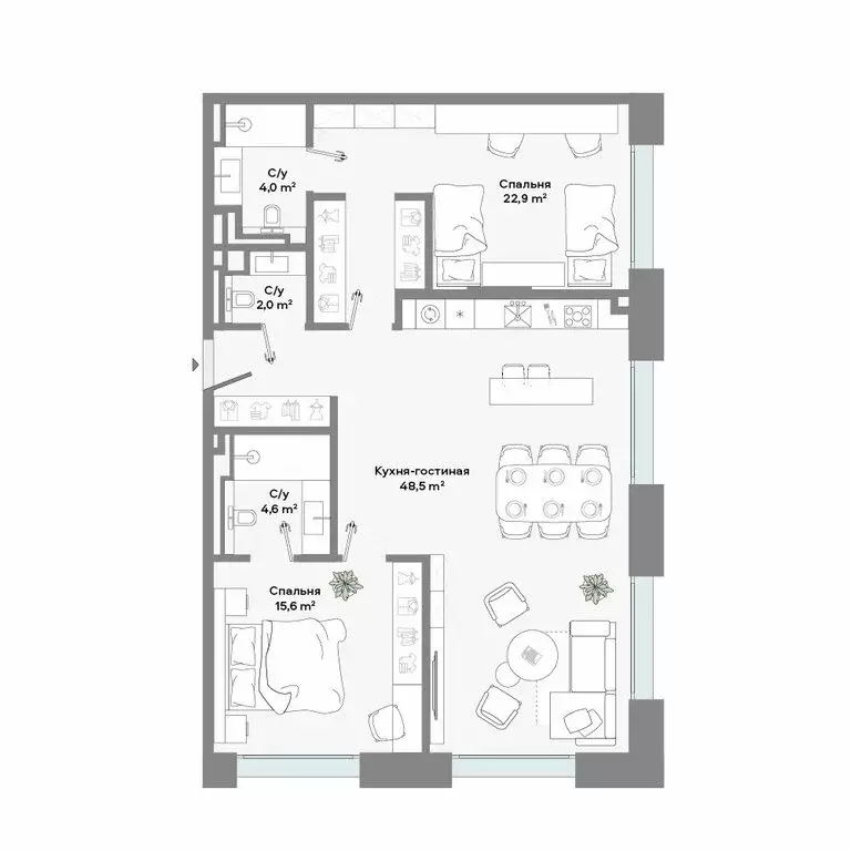 2-комнатная квартира: Москва, Ленинский проспект, 2 (97.5 м) - Фото 1