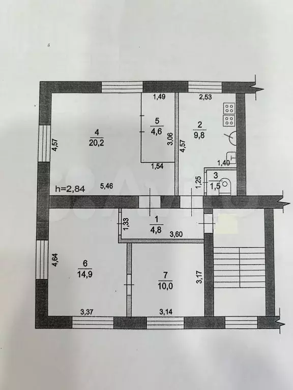 Комната 24,8 м в 3-к., 2/2 эт. - Фото 1