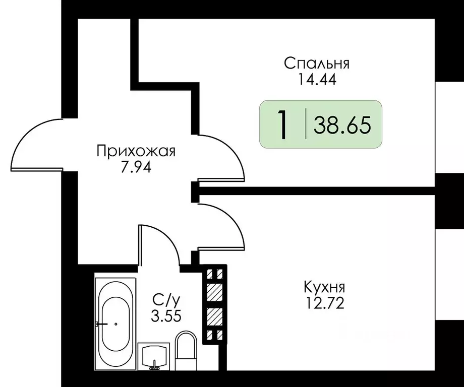 1-к кв. Тверская область, Тверь ул. Коминтерна, 91/14 (38.0 м) - Фото 0