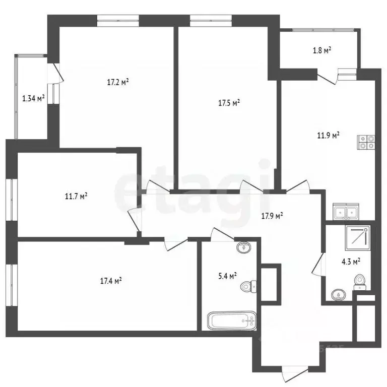 4-к кв. Москва Краснобогатырская ул., 40 (106.5 м) - Фото 2