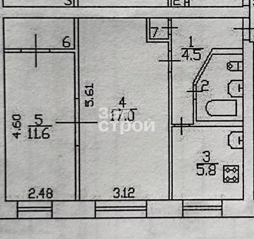 2-к кв. Санкт-Петербург ул. Матроса Железняка, 33 (44.0 м) - Фото 2