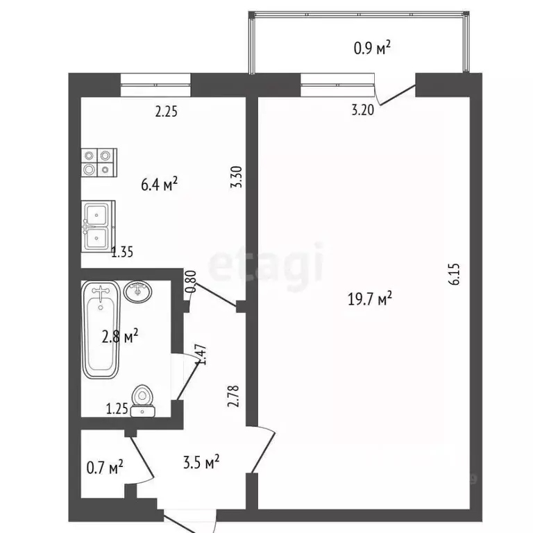 1-к кв. Башкортостан, Стерлитамак просп. Октября, 59 (34.0 м) - Фото 1