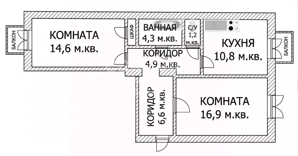 2-к кв. Пермский край, Краснокамск Шоссейная ул., 6 (60.8 м) - Фото 2