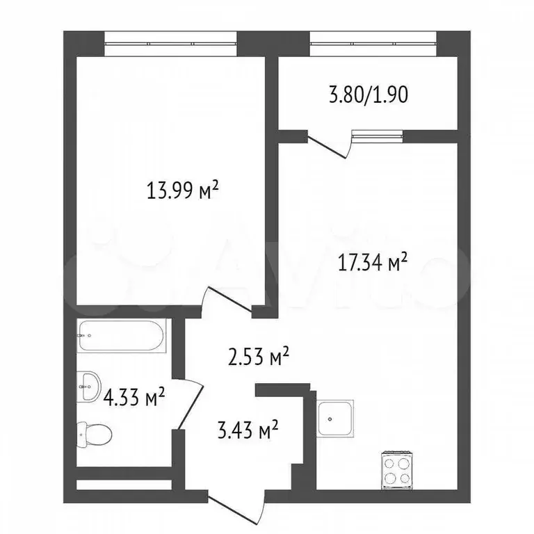 1-к. квартира, 45 м, 2/8 эт. - Фото 0