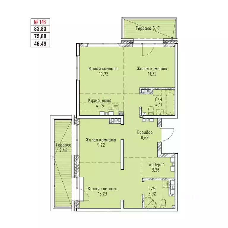 4-к кв. Иркутская область, Иркутск Култукская ул. (83.83 м) - Фото 0